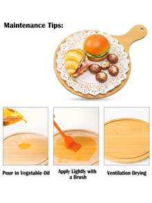 1 Piece, Bamboo Pizza Pan, Premium Pizza Board With Handle, Natural Pizza Serving Board, Wooden Cutting Board, For Homemade Pizza, Cutting Fruits And Vegetables, Bread, Cheese, And Serving Board, Baking Supplies, Kitchen Accessories. - 1PC - View 8