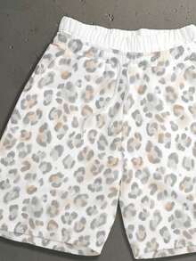 StoneGrade Low Saturation Light Color Leopard Print Fashion All-Over Print Men's Standard Size Loose Double Waistband Fit Sweatpants - White - View 2
