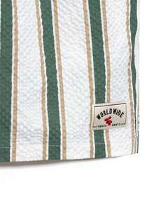 CoralVoy Pantalones cortos de playa con bloques de color y rayas para hombres - Verde Oscuro - Ver 4