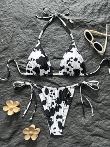 Swim Mod Women's Tropical Print Two Pieces Bikini Set, Casual Holiday - Multicolor - View 5