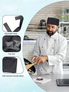 Disposable Chef Hat & Bib Apron With Hair Net, Disposable Kitchen Cooking Cap Apron Hair Cover Set, Food Service Catering Uniform For Restaurant Home Kitchen Party - Multicolor - View 7