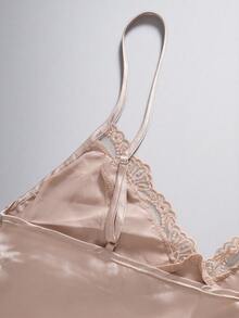 EmpressEnvy 3 件套女士缎面刺绣蕾丝 V 领吊带背心和短裤睡衣套装，多色组合 - 彩色 - 查看 4