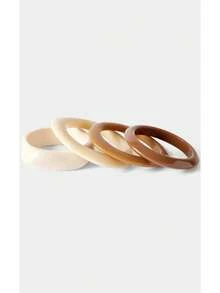 Noxbound 4-Piece Set Of Retro Resin Bracelets, Women's Models, New Beige Asymmetrical Simple Bracelets, Suitable For Daily, Party, Autumn And Winter Wear - Multicolor - View 5