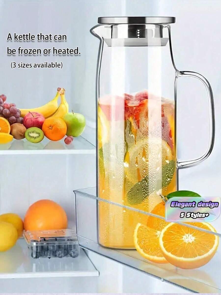High-Quality Borosilicate Glass Teapot With 304 Stainless Steel Lid, Heat And Cold Resistant, Large Capacity For Making Tea/Syrup, Suitable For Home/Restaurant/Hotel, Comfortable Handle, Wide Mouth Easy To Clean - Transparent 2 - View 1