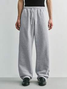 Sonviro Men's Solid Color Drawstring Waist Pocket Casual Sweatpants - Grey - View 3