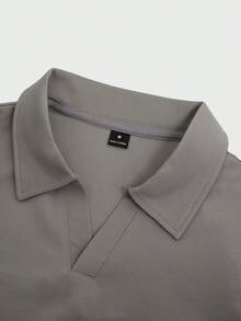 Manfinity CasualCool Camisa polo de manga corta de unicolor para el uso diario de los hombres - Gris - Ver 6