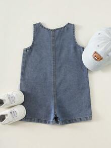 SHEIN Baby Boy/Girl Summer Casual Denim Romper, Cute Romper - Multicolor - View 2