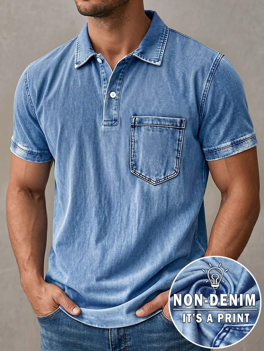 Manfinity Dauomo Men's Casual Digital Print Pattern Polo Short Sleeve Shirt - Multicolor - View 1