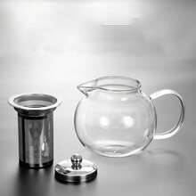 1個硼矽酸鹽玻璃茶壺，附可拆卸不鏽鋼濾網，適合泡散葉茶和花茶，適合露營、旅行和返校使用 - 透明 - 查看 9