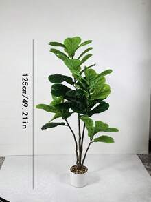 125cm Large Artificial Banyan Tree – Faux Rubber Tree Plant With Plastic Ficus Leaves, Tall Fake Plant For Home Garden Indoor Outdoor Decor - Green - View 3