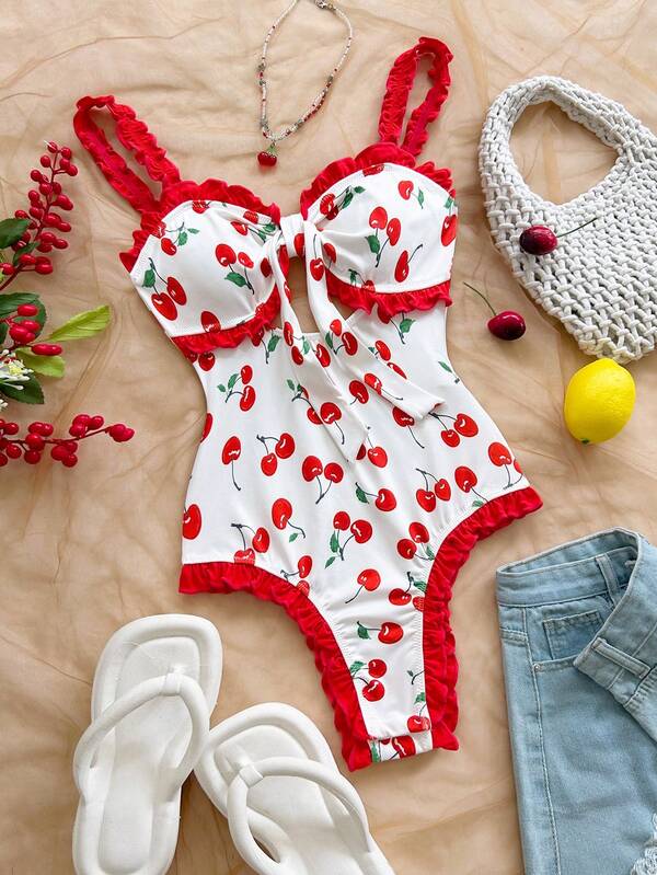 Soleia Women's Vacation Cherry Earring Bodysuit