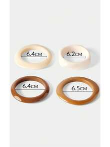 Noxbound 4-Piece Set Of Retro Resin Bracelets, Women's Models, New Beige Asymmetrical Simple Bracelets, Suitable For Daily, Party, Autumn And Winter Wear - Multicolor - View 6