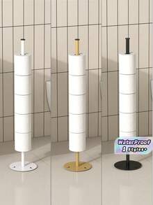 1Pc Floor-Standing Toilet Paper Holder, Foldable Roll Holder With A Disc Base For Storing More Rolls Of Toilet Paper, Suitable For Bathroom And Toilet Use, Bathroom Accessories, Toilet Accessories. - Multicolor - View 1