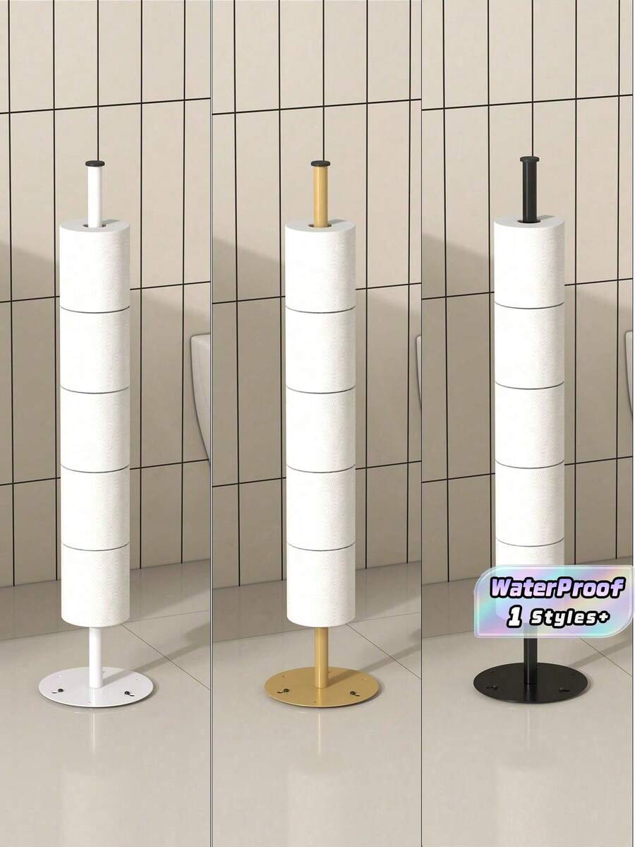 1Pc Floor-Standing Toilet Paper Holder, Foldable Roll Holder With A Disc Base For Storing More Rolls Of Toilet Paper, Suitable For Bathroom And Toilet Use, Bathroom Accessories, Toilet Accessories. - Multicolor - View 1