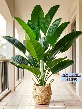 Artificial Plant Paradise Bird Fake Tree With Large Banana Leaves Tropical Indoor Potted Palm Realistic Lifelike Faux Tree For Home Office Decor Modern Floor Plant Large Realistic Leaves Low Maintenance Year Round Greenery House