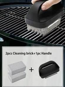 3PCS Pumice Material Heat Resistant Handle Cuttable Multi Purpose Degreasing Natural Gray Barbecue Cleaning Brick For BBQ Grill Swimming Pool Sink Stove Cookware Tableware Kitchen Bathroom Home Goods - multicolor - View 2