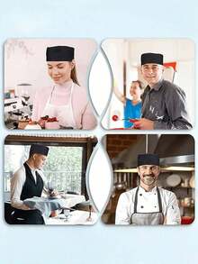 Disposable Chef Hat & Bib Apron With Hair Net, Disposable Kitchen Cooking Cap Apron Hair Cover Set, Food Service Catering Uniform For Restaurant Home Kitchen Party - Multicolor - View 2