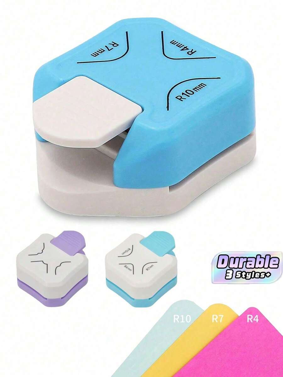 3-In-1 Mini Manual Rounding Hole Punch - Heavy-Duty Rounding Trimmer And Punch For R4/R7/R10mm Molds, Suitable For DIY Card Making, Scrapbooking, Paper Crafts, Etc. - Manual Operation, Portable, Suitable For Hobbyists And Office Use.