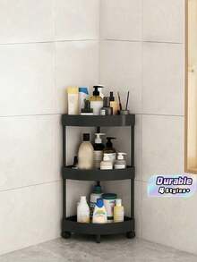 Estantería de baño de 5 niveles en forma de triángulo, estantería de almacenamiento con ruedas para esquina, para baño, cocina, decoración de habitaciones, organizador ajustable y móvil - Multicolor - Ver 1