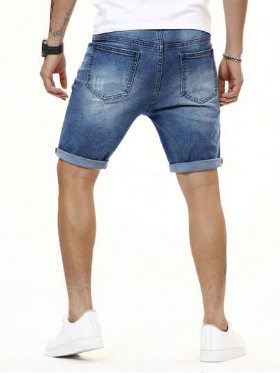 QuarKem Men Cotton Slant Pocket Denim Shorts Jorts