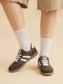 CUCCOO EASI Damen Sneaker mit flacher Sohle und runder Zehenpartie, lässig und vielseitig, College-Sportbekleidung Damen Schuhe - Schokoladenbraun - Übersicht 5