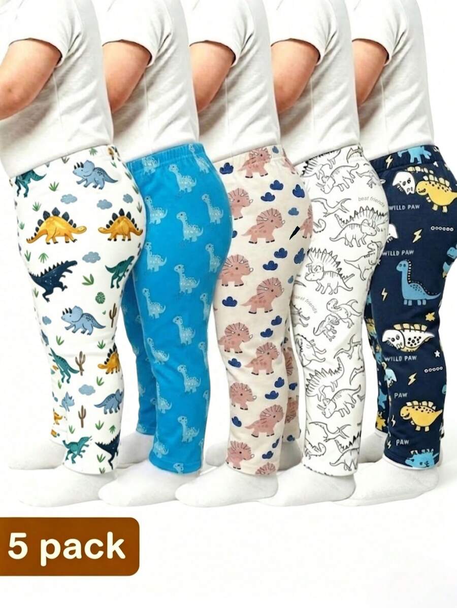 Baby Boy Cute Dinosaur Print Long Pants - Multicolor - View 1