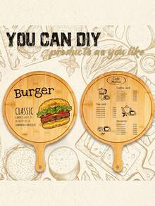 1 Piece, Bamboo Pizza Pan, Premium Pizza Board With Handle, Natural Pizza Serving Board, Wooden Cutting Board, For Homemade Pizza, Cutting Fruits And Vegetables, Bread, Cheese, And Serving Board, Baking Supplies, Kitchen Accessories. - 1PC - View 3