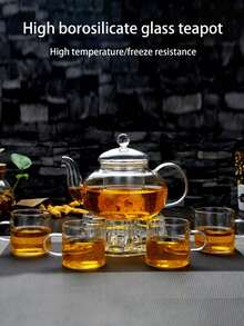 1Pc 600ml/800ml/1000ml Heat-Resistant High Borosilicate Glass Teapot With Infuser, Transparent …Glass Teapot For Loose Leaf Tea And Herbal Tea, Gooseneck Teapot For Induction Cooktop, Glass Tea Warmer Without Candle Back To Schoo - Transparent 2 - View 5