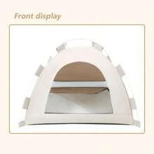 Breathable Fabric Rabbit Tent Bed, Portable Foldable, Indoor/Outdoor Rabbit Cage Decor, Khaki Small Pet Resting House - Multicolor - View 12