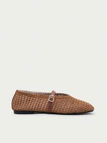 Nöista Warm Brown Tone Ballet Flats, Made Of Woven Synthetic Fabric With Tight Woven Texture. - Mocha Brown 1 - View 5