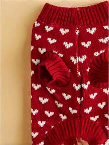 قطعة ملابس للكلاب - طراز الخريف/الشتاء، تصميم جميل، دافئة ومريحة، الإصدار الكوري، بتصميم على شكل قلب، للقطط، القطط ذات الفرو القصير الإنجليزي، القطط الزرقاء، طراز الدب الأليف - الأحمر - مشاهدة 7