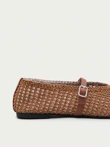 Nöista Warm Brown Tone Ballet Flats, Made Of Woven Synthetic Fabric With Tight Woven Texture. - Mocha Brown 1 - View 6
