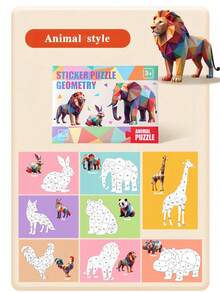 MINKOJA Set Puzzle Stiker Geometris, 5 Tema Hewan Dinosaurus Lautan Lalu Lintas Buah, Kit Kerajinan Stiker Bentuk Pencocokan Angka, Mainan Aktivitas Edukasi Motorik Halus Montessori, Hadiah Pembelajaran untuk Anak Laki-laki Perempuan Usia 3+ - MultiWarna - View 18
