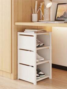 1 pieza Estantería de zapatos de varios niveles de uso doméstico, de única, para sala de estar, dormitorio escolar, se puede ensamblar libremente, decoración del hogar - Blanco - Ver 5