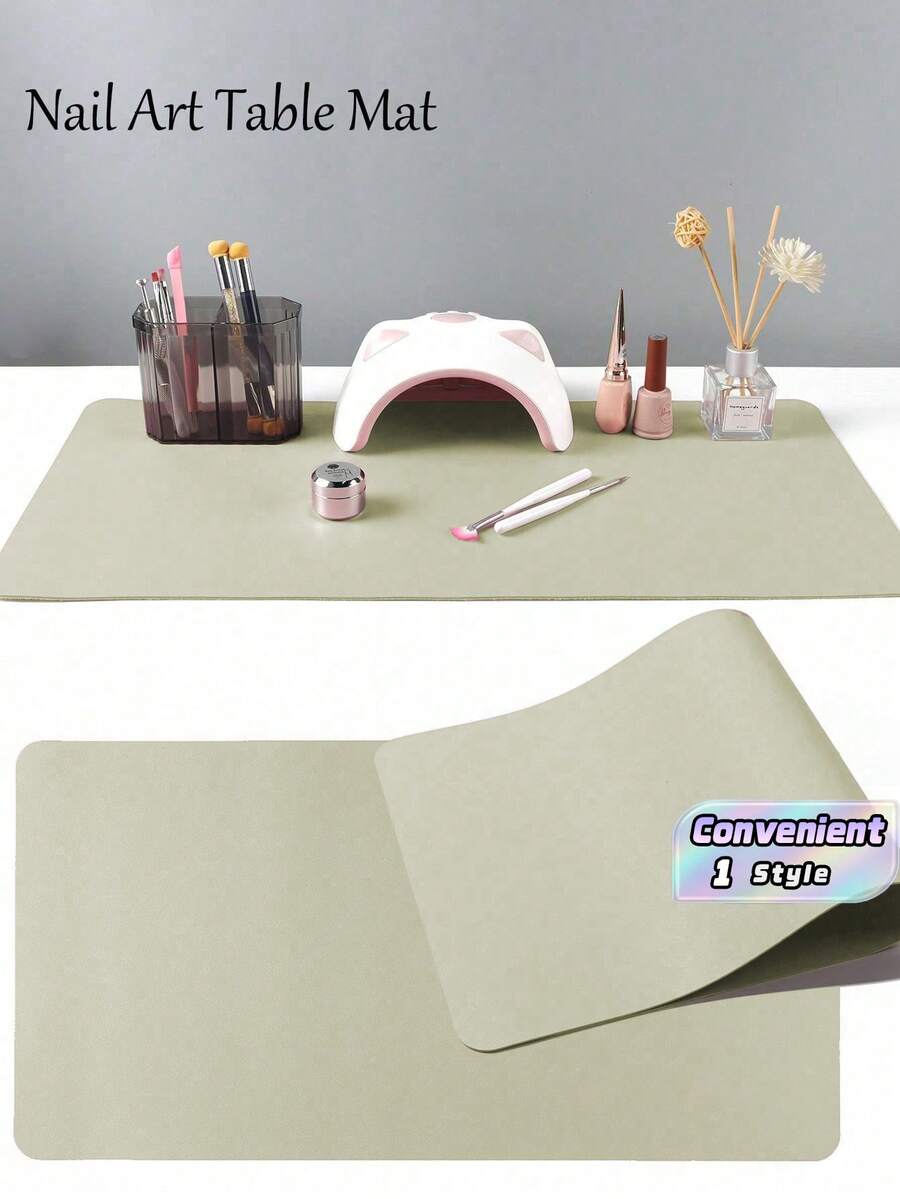 淺綠色美甲桌墊,防水柔軟 PU 皮革材質,適用於工作室桌面與可折疊美甲扶手墊,適合沙龍美甲師與居家使用 - 嫩綠 - 查看 1