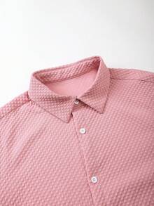 Surfspeed Men's Front Button Short Sleeve Casual Shirt And Shorts Set, Summer, Holiday - Pink - View 5