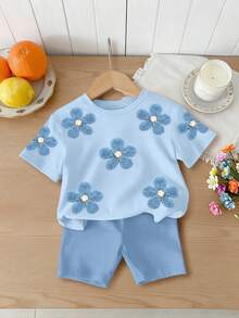 SHEIN 女童 2 件套夏季女童服裝驚喜盒 [隨機 5 套，發送 1 套] 可愛甜美套裝，優雅小女孩 2 件套褲裝，兒童時尚套裝，幼兒服裝，春/夏服裝套裝，時尚女孩套裝，新風格，春季氛圍，休閒外出穿搭 - 彩色 - 查看 4