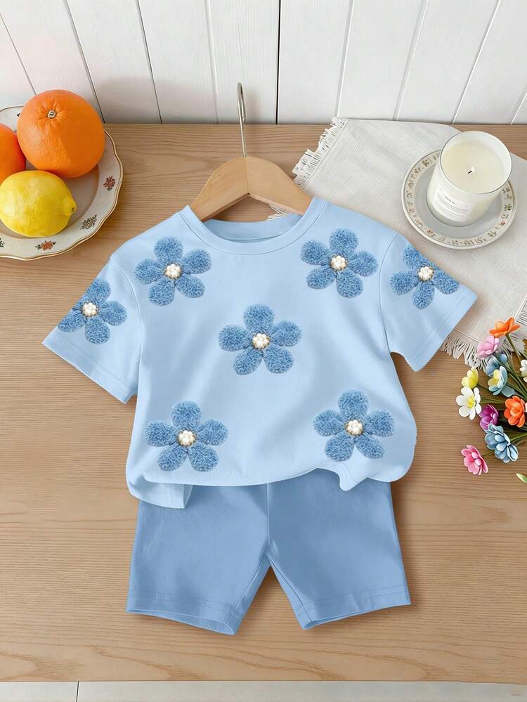 SHEIN Young Girl 2-Piece Set Summer Girls Clothing Surprise Box [Random 5 Sets, 1 Set Sent] Cute Sweet Outfit, Elegant Little Girl 2-Piece Pants Set, Children Fashion Set, Toddler Clothing, Spring/Summer Clothing Set, Fashionable Girl Outfit, New Style, Spring Vibe, Casual Outing Wear - Multicolor - View 3