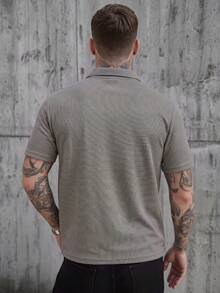 Manfinity CasualCool Camisa polo de manga corta de unicolor para el uso diario de los hombres - Gris - Ver 2