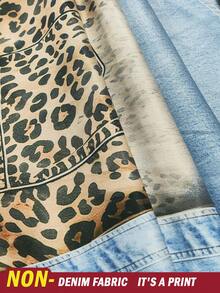 EMERY ROSE Women's Casual Printed Shirt, Summer New Blouse, Denim-Like Leopard Print Pattern, Suitable For Business, Shopping, Holidays, Short Sleeve Shirt - Multicolor - View 5