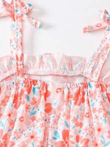 Souflis Souflis Baby Girl Ruffle Edge Shoulder Bow Decor Romper - Multicolor - View 7