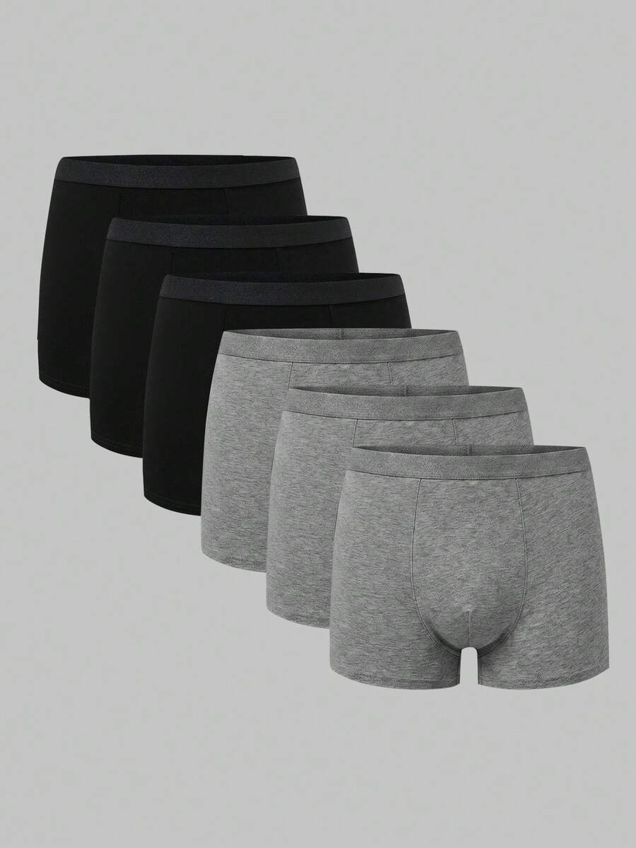 Dozemod Teen Boy Simple Comfortable Elastic Waist Boxer Briefs 6pcs/Pack - Multicolor - View 1