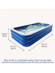 Large Inflatable Swimming Pool, Suitable For Group Gatherings, Parties, Family Activities, Assemblies, Patios, Balconies,Inflatable PVC Swimming Pool, Suitable For Family Patios, Durable For Outdoor Use, Sea Blue. - A - View 2