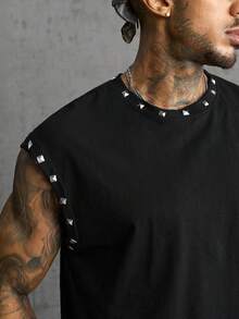 AXEPEAK Tank Top Pria Kasual untuk Liburan, Terbuat dari Katun Murni, Nyaman, Bergaya, dan Serbaguna - Hitam - View 6