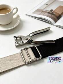 1PC One-Piece Pressure Clamp With Metal Guard Ring, DIY Leather Shoe Strap Perforation Guard Ring, Round Hole Eyelet Rivets, Sliding Paper Ear Ring Card Label, Multi-Functional A4 Paper Punching & Binding Tool For Office Hanging And Rope Threading - A - View 1