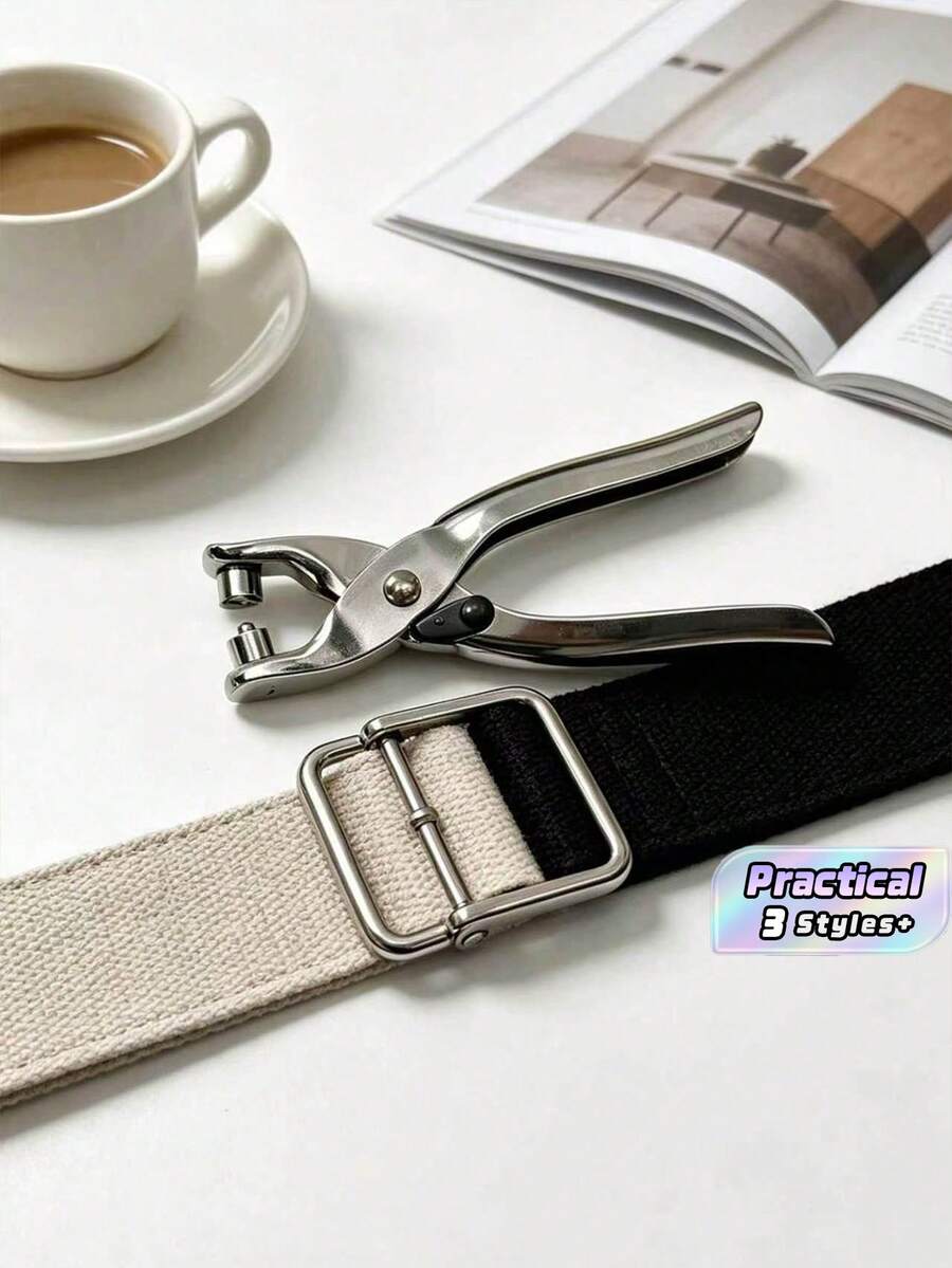1PC One-Piece Pressure Clamp With Metal Guard Ring, DIY Leather Shoe Strap Perforation Guard Ring, Round Hole Eyelet Rivets, Sliding Paper Ear Ring Card Label, Multi-Functional A4 Paper Punching & Binding Tool For Office Hanging And Rope Threading - A - View 1