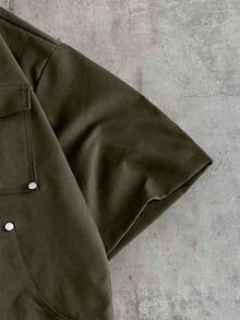 AXEPEAK Men's Solid Color Casual Versatile Daily Wear Shirt - Army Green - View 4