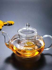 1 Pieza Tetera de Vidrio Borosilicato de Alta Calidad, Transparente con Colador, Tetera para el Hogar, Tetera para Té de Flores, Juego de Té Kung Fu - transparente - View 4