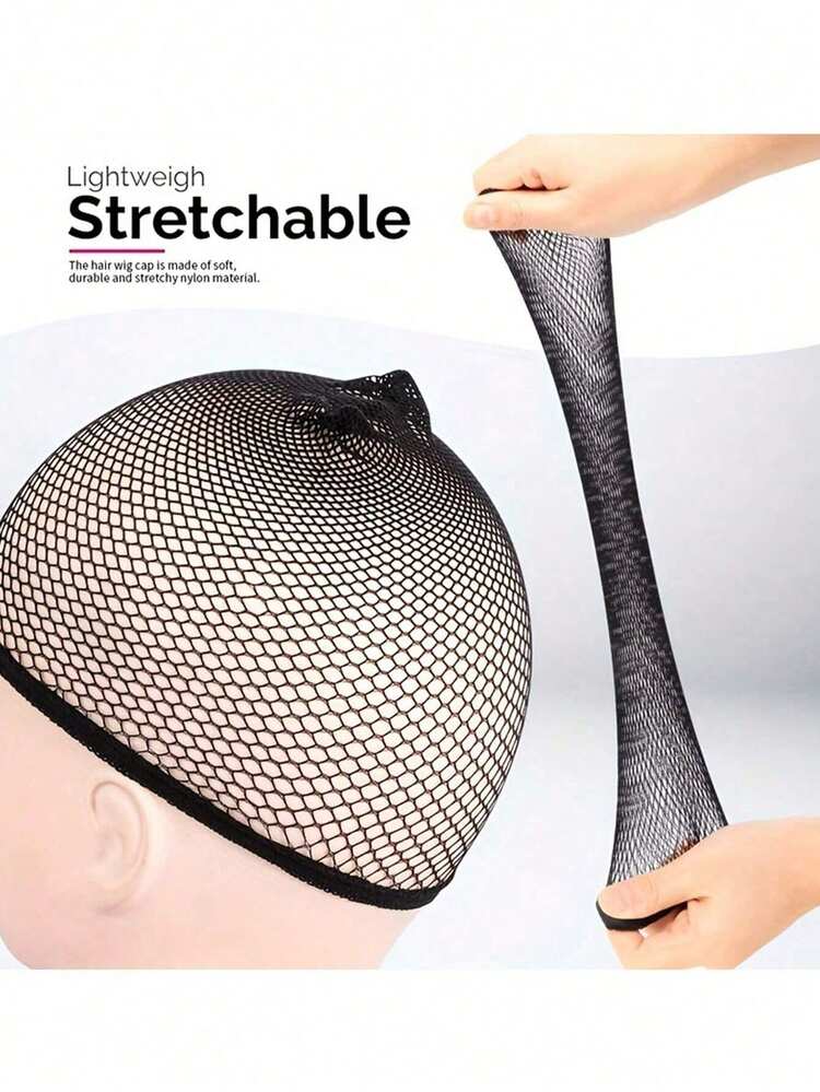 2pcs Open-End Wig Caps, Mesh Wig Caps, Woven Wig Nets For Women - Black - View 6
