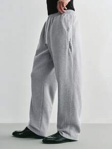 Sonviro Men's Solid Color Drawstring Waist Pocket Casual Sweatpants - Grey - View 1
